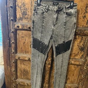 bebe Black and Gray Skinny Jeans